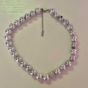 Chunky Silver Beaded Fashion Necklace